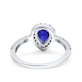 Pear Art Deco Multi Color Wedding Bridal Ring Simulated Cubic Zirconia 925 Sterling Silver
