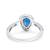 Pear Art Deco Multi Color Wedding Bridal Ring Simulated Cubic Zirconia 925 Sterling Silver