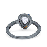 Pear Art Deco Multi Color Wedding Bridal Ring Simulated Cubic Zirconia 925 Sterling Silver