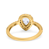 Pear Art Deco Multi Color Wedding Bridal Ring Simulated Cubic Zirconia 925 Sterling Silver