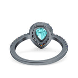 Pear Art Deco Multi Color Wedding Bridal Ring Simulated Cubic Zirconia 925 Sterling Silver