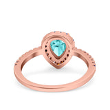 Pear Art Deco Multi Color Wedding Bridal Ring Simulated Cubic Zirconia 925 Sterling Silver