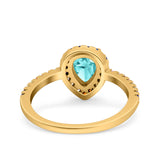 Pear Art Deco Multi Color Wedding Bridal Ring Simulated Cubic Zirconia 925 Sterling Silver