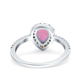 Pear Art Deco Multi Color Wedding Bridal Ring Simulated Cubic Zirconia 925 Sterling Silver