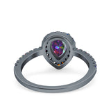 Pear Art Deco Multi Color Wedding Bridal Ring Simulated Cubic Zirconia 925 Sterling Silver