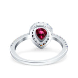 Pear Art Deco Multi Color Wedding Bridal Ring Simulated Cubic Zirconia 925 Sterling Silver