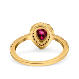 Pear Art Deco Multi Color Wedding Bridal Ring Simulated Cubic Zirconia 925 Sterling Silver