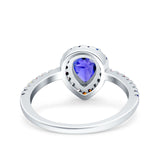 Pear Art Deco Multi Color Wedding Bridal Ring Simulated Cubic Zirconia 925 Sterling Silver