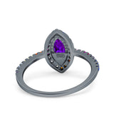 Marquise Art Deco MultiColor Wedding Bridal Ring Simulated Cubic Zirconia 925 Sterling Silver