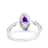 Marquise Art Deco MultiColor Wedding Bridal Ring Simulated Cubic Zirconia 925 Sterling Silver