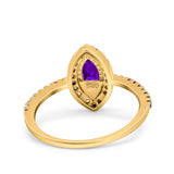 Marquise Art Deco MultiColor Wedding Bridal Ring Simulated Cubic Zirconia 925 Sterling Silver