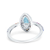 Marquise Art Deco MultiColor Wedding Bridal Ring Simulated Cubic Zirconia 925 Sterling Silver