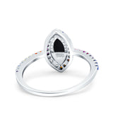 Marquise Art Deco MultiColor Wedding Bridal Ring Simulated Cubic Zirconia 925 Sterling Silver