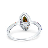 Marquise Art Deco MultiColor Wedding Bridal Ring Simulated Cubic Zirconia 925 Sterling Silver