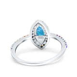 Marquise Art Deco MultiColor Wedding Bridal Ring Simulated Cubic Zirconia 925 Sterling Silver