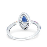 Marquise Art Deco MultiColor Wedding Bridal Ring Simulated Cubic Zirconia 925 Sterling Silver