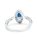 Marquise Art Deco MultiColor Wedding Bridal Ring Simulated Cubic Zirconia 925 Sterling Silver