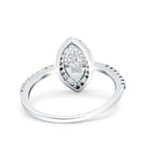 Marquise Art Deco MultiColor Wedding Bridal Ring Simulated Cubic Zirconia 925 Sterling Silver