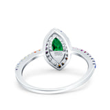 Marquise Art Deco MultiColor Wedding Bridal Ring Simulated Cubic Zirconia 925 Sterling Silver