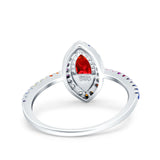 Marquise Art Deco MultiColor Wedding Bridal Ring Simulated Cubic Zirconia 925 Sterling Silver