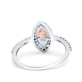 Marquise Art Deco MultiColor Wedding Bridal Ring Simulated Cubic Zirconia 925 Sterling Silver