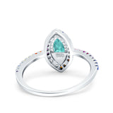 Marquise Art Deco MultiColor Wedding Bridal Ring Simulated Cubic Zirconia 925 Sterling Silver