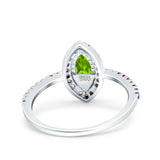 Marquise Art Deco MultiColor Wedding Bridal Ring Simulated Cubic Zirconia 925 Sterling Silver