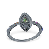 Marquise Art Deco MultiColor Wedding Bridal Ring Simulated Cubic Zirconia 925 Sterling Silver