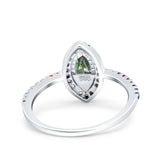 Marquise Art Deco MultiColor Wedding Bridal Ring Simulated Cubic Zirconia 925 Sterling Silver