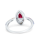 Marquise Art Deco MultiColor Wedding Bridal Ring Simulated Cubic Zirconia 925 Sterling Silver