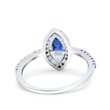 Marquise Art Deco MultiColor Wedding Bridal Ring Simulated Cubic Zirconia 925 Sterling Silver