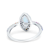 Marquise Art Deco MultiColor Wedding Bridal Ring Simulated Cubic Zirconia 925 Sterling Silver
