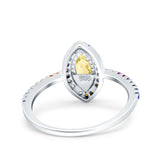 Marquise Art Deco MultiColor Wedding Bridal Ring Simulated Cubic Zirconia 925 Sterling Silver