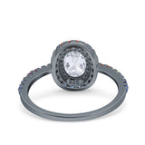 Oval Art Deco Multiple Color Wedding Bridal Ring Simulated Cubic Zirconia 925 Sterling Silver