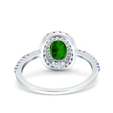 Oval Art Deco Multiple Color Wedding Bridal Ring Simulated Cubic Zirconia 925 Sterling Silver