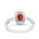 Oval Art Deco Multiple Color Wedding Bridal Ring Simulated Cubic Zirconia 925 Sterling Silver