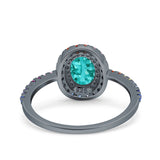 Oval Art Deco Multiple Color Wedding Bridal Ring Simulated Cubic Zirconia 925 Sterling Silver