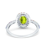 Oval Art Deco Multiple Color Wedding Bridal Ring Simulated Cubic Zirconia 925 Sterling Silver