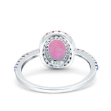 Oval Art Deco Multiple Color Wedding Bridal Ring Simulated Cubic Zirconia 925 Sterling Silver