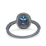 Oval Art Deco Multiple Color Wedding Bridal Ring Simulated Cubic Zirconia 925 Sterling Silver