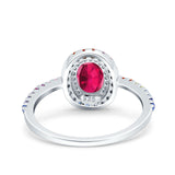 Oval Art Deco Multiple Color Wedding Bridal Ring Simulated Cubic Zirconia 925 Sterling Silver