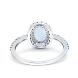Oval Art Deco Multiple Color Wedding Bridal Ring Simulated Cubic Zirconia 925 Sterling Silver