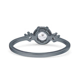 Art Deco Three Stone Round Simulated Cubic Zirconia 925 Sterling Silver