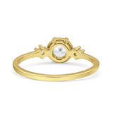 Art Deco Three Stone Round Simulated Cubic Zirconia 925 Sterling Silver