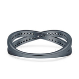 Crisscross Wedding Eternity Ring Cubic Zirconia 925 Sterling Silver