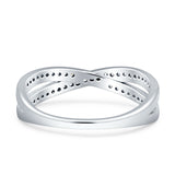 Crisscross Wedding Eternity Ring Cubic Zirconia 925 Sterling Silver