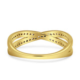 Crisscross Wedding Eternity Ring Cubic Zirconia 925 Sterling Silver