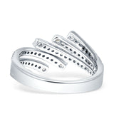 Bypass Stackable Statement Ring Cubic Zirconia 925 Sterling Silver
