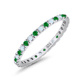 Stackable Band Ring Round Eternity Simulated CZ 925 Sterling Silver