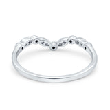 Marquise Curved Half Eternity Stackable Band Ring Simulated CZ 925 Sterling Silver